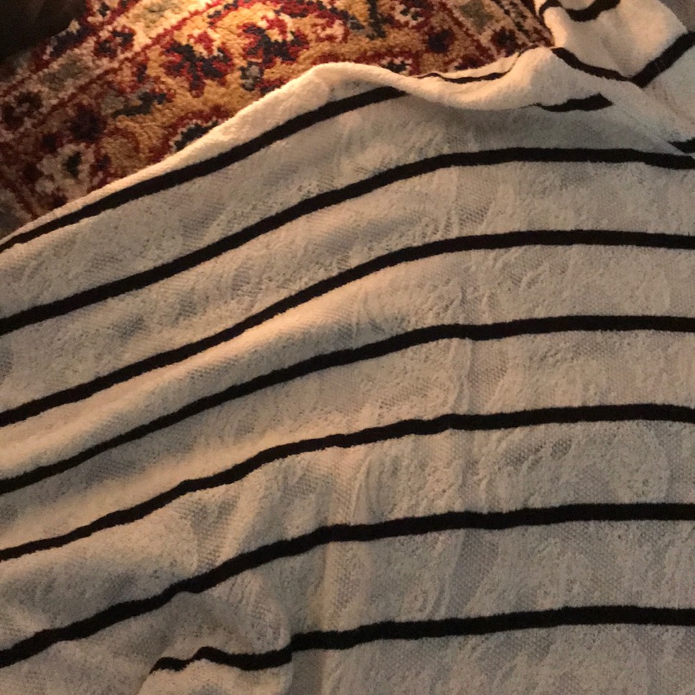 Striped lace detail poncho shirt